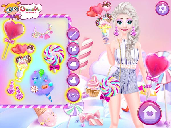 Chơi game Barbie và Elsa đi công viên Kẹo Ngọt tại GameVui